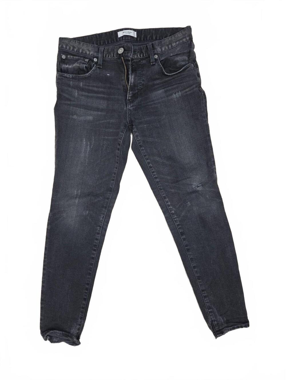 Moussy Vintage Black Distressed Raw Hem Skinny Denim Jeans Womens Size 28